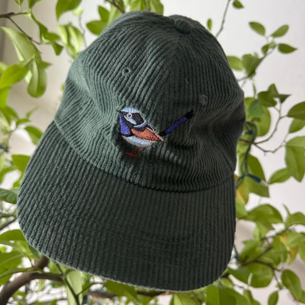 Fairywren Corduroy Dad Hat: Vintage 90s Embroidered Cap